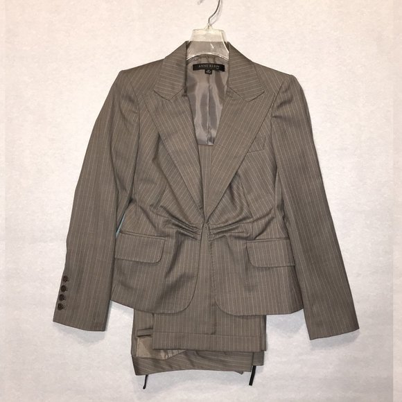 NWT Anne Klein Wool Grey Pinstripe 2 pc Set - Picture 1 of 11